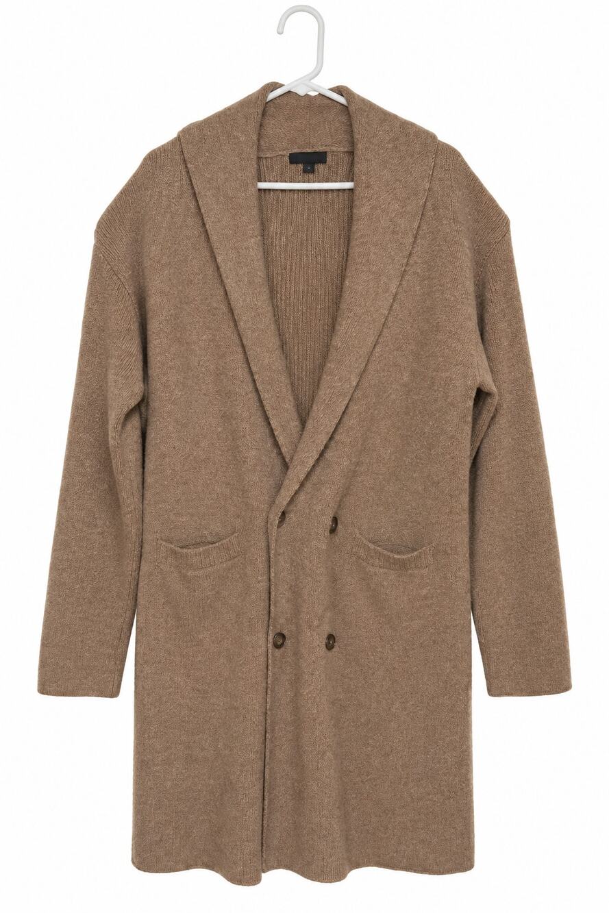 J.Crew Cardigan Coat L Camel Merino Wool Alpaca Double Breasted J6395